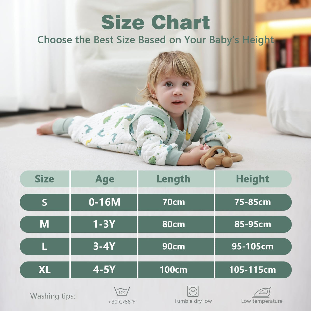 Baby Sleeping Bag with Feet, 2.0 Tog, Removable Sleeves 6-18 months
