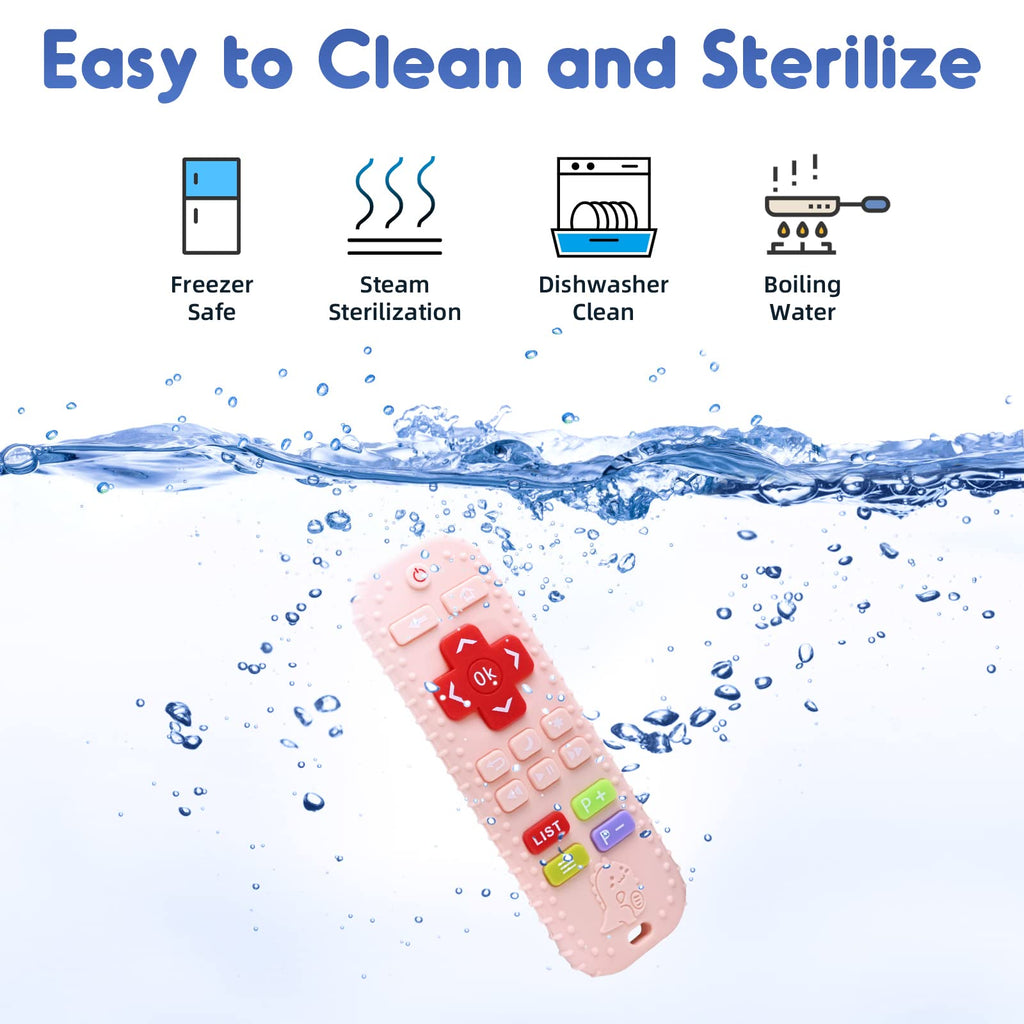 Teething Relief Teethers Toys for Babies 3-6 12 Months Gifts, Silicone Remote Control Baby Teether Bath Toys for 3 6 9 Months Newborn Infant Boy Girl Autism, Food Grade Silicone Sensory Toys, Black