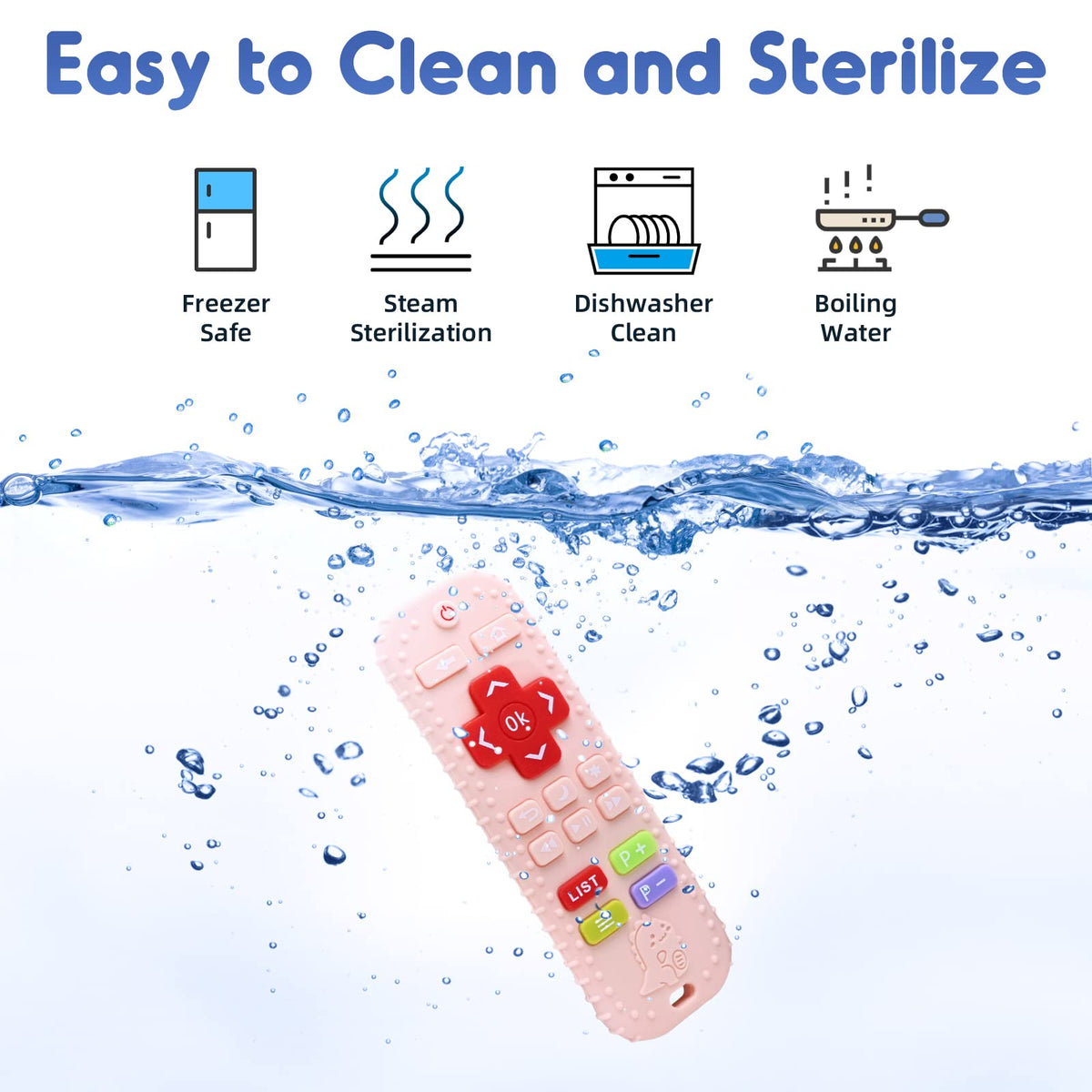 Teething Relief Teethers Toys for Babies 3-6 12 Months Gifts, Silicone Remote Control Baby Teether Bath Toys for 3 6 9 Months Newborn Infant Boy Girl Autism, Food Grade Silicone Sensory Toys, Black