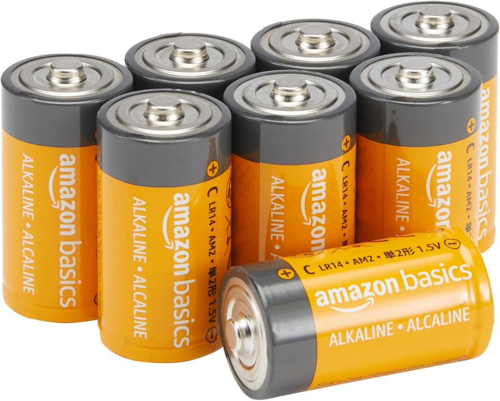 Amazon Basics 8-Pack C Cell Alkaline Batteries, 1.5 Volt, 5-Year Shelf Life