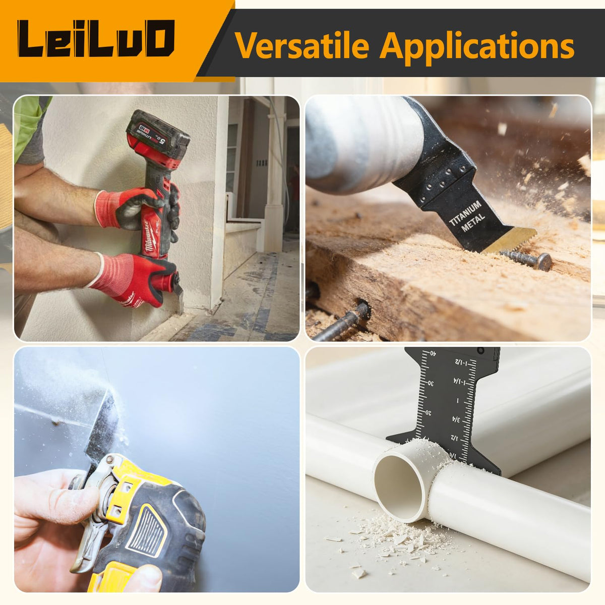 LEILUO 32Pcs Oscillating Tool Blades Wood Metal Multitool Blades Set