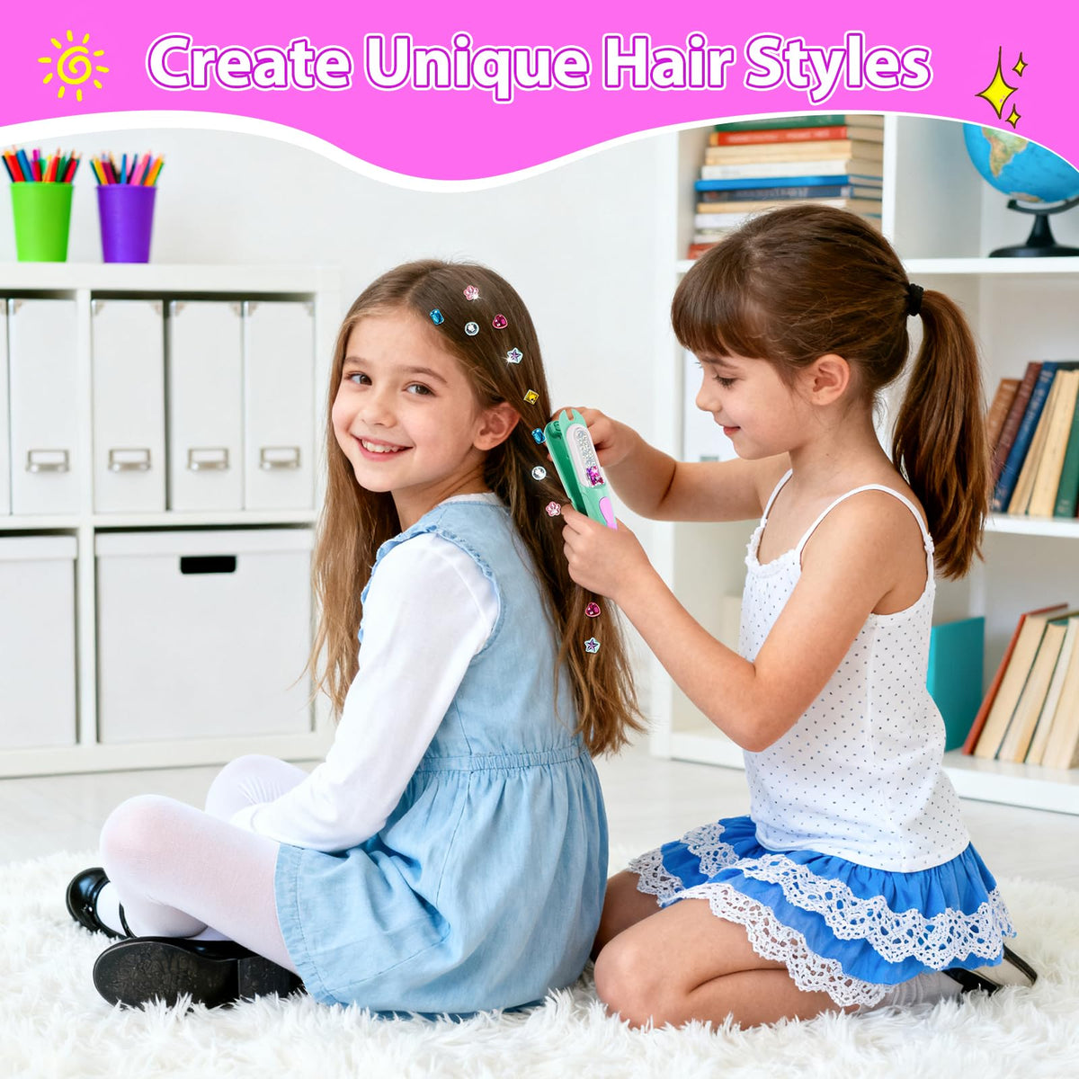 kidzkube Hair Gem Stamper Kit, Birthday Toys for Girls Ages 3-12