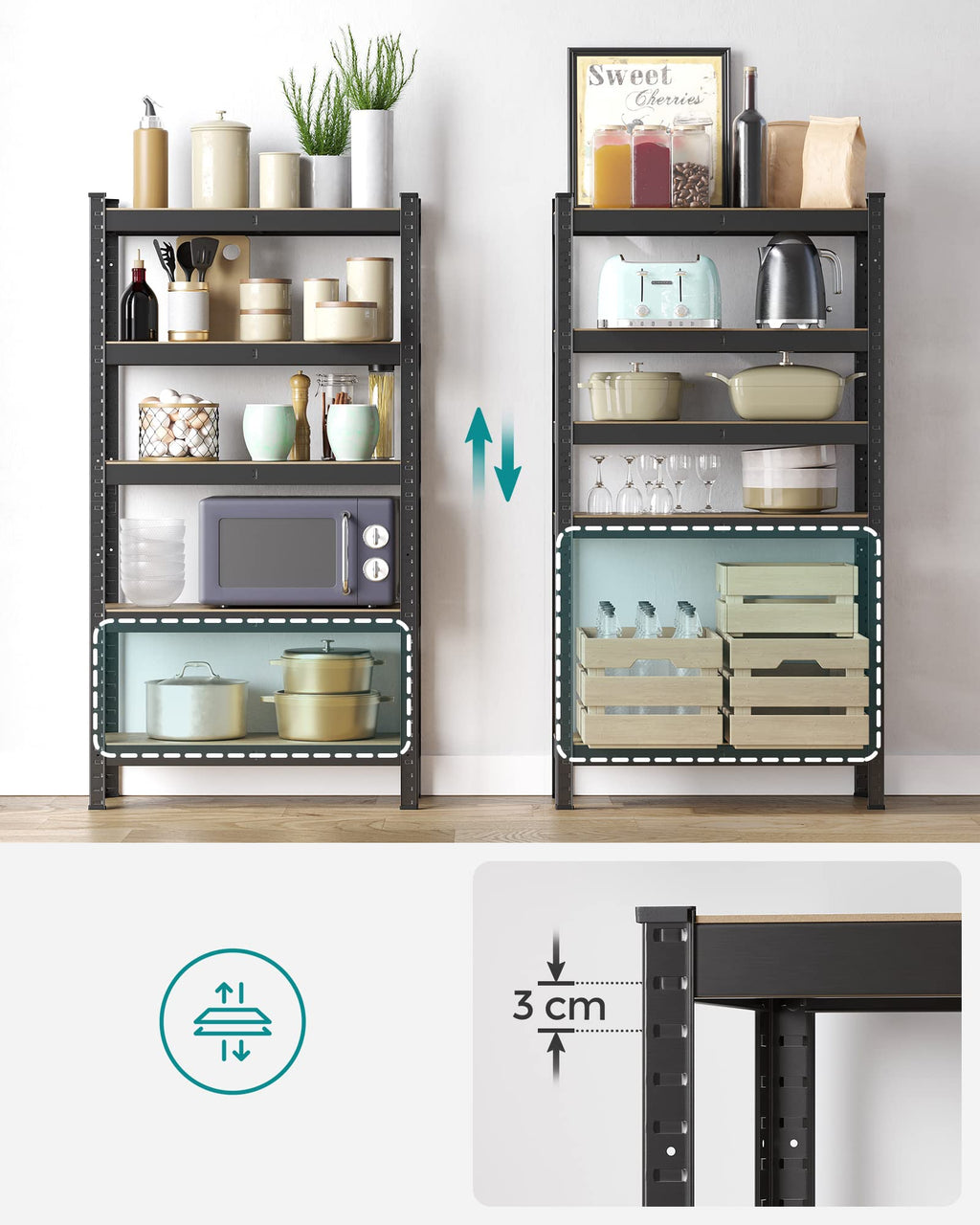 SONGMICS 5-Tier Heavy-Duty Shelving Units, Set of 2, Boltless Assembly