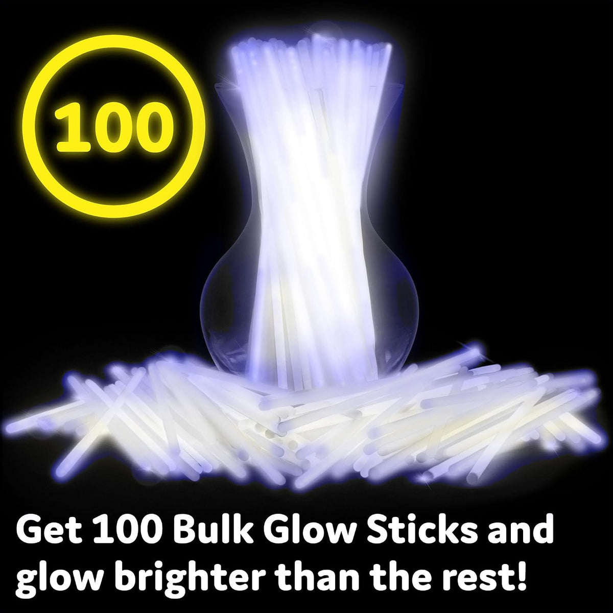 PartySticks Glow Sticks Halloween Party Supplies 100pk - 8 Inch Glow in the Dark Light Up Sticks Party Favors, Glow Party Decorations, Neon Party Glow Necklaces and Glow Bracelets with Connectors