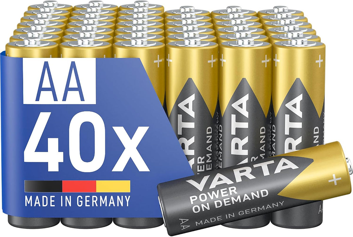 VARTA Batteries AA, Pack of 40, Power on Demand, Alkaline, 1.5 V