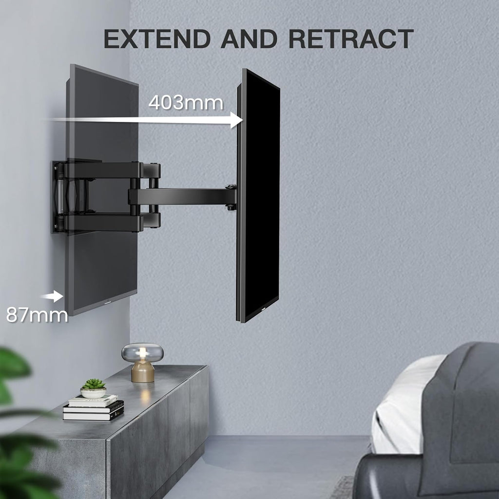 PERLESMITH TV Wall Bracket, Swivel Tilt Wall Mount for 26-70 Inch Flat & Curved TVs up to 45kg, Max. VESA 400x400mm