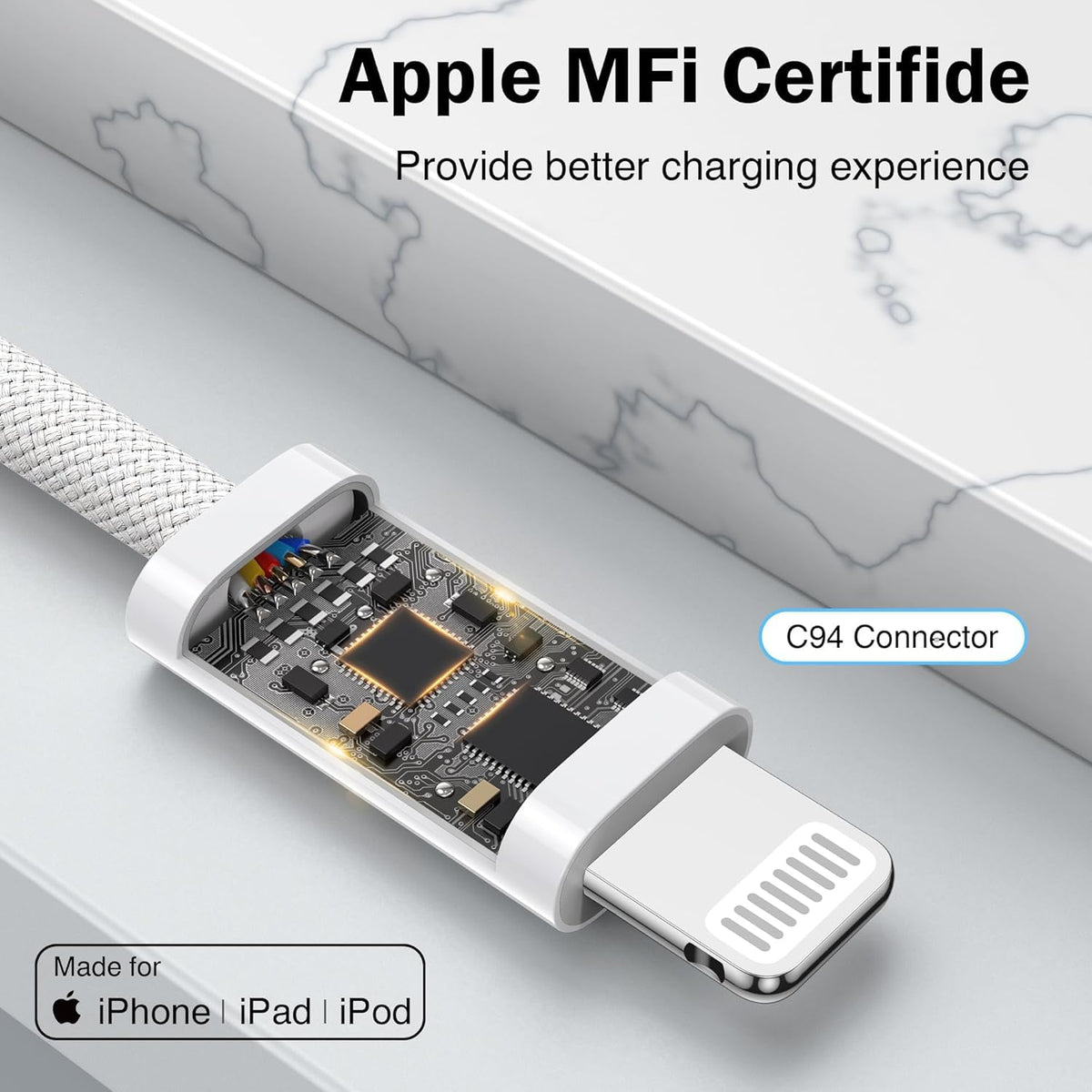 NIBIKIA iPhone Charger Cable 2Pack 2M [Apple MFi] USB to Lightning Cable