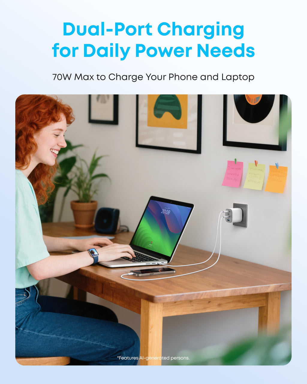 Anker Zolo 70W Fast usb c Charger, 4-Port Foldable Laptop Adapter Plug
