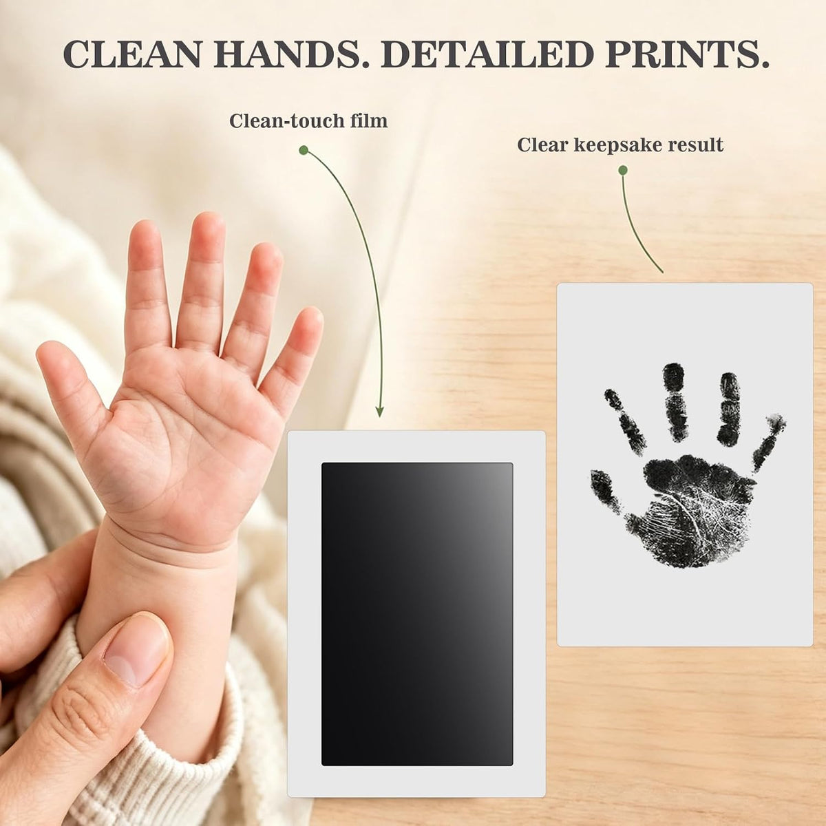 Nabance Baby Hand and Footprint Kit, 3 Inkless Print Pads, 6 Imprint Cards