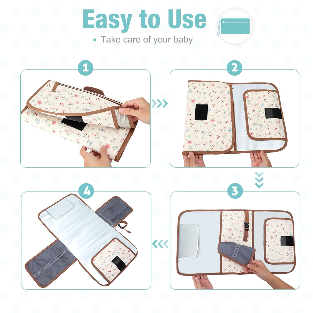 Lekebaby Portable Nappy Changing Mat Travel Baby Change Mat