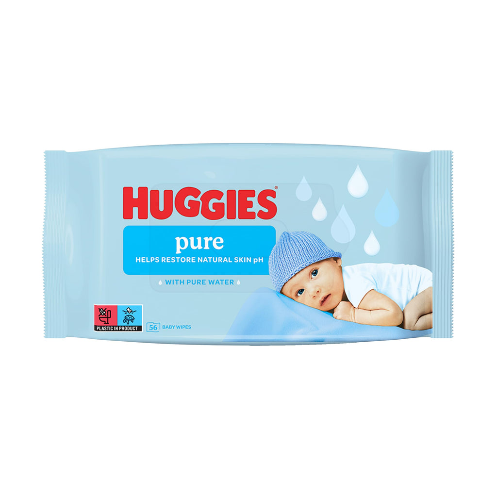 Huggies Pure Plastic Free Baby Wipes - Pack of 18 (864 Wipes) - 99% Water Wet Wipes, Fragrance Free, Hypoallergenic, Better Cleaning, Soft and Gentle on Babies' Delicate Skin
