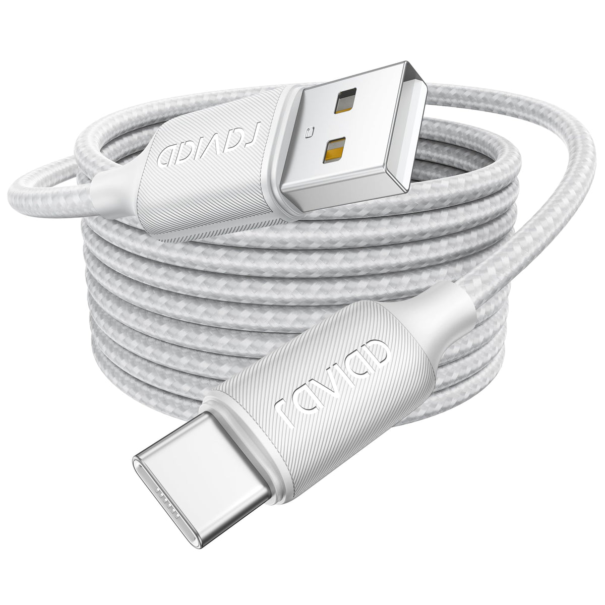RAVIAD Short USB C Cable 15CM, Type C Charger Cable 3A Fast Charging Nylon Braided USB C Cable for iPhone 17/16/15, Samsung Galaxy S25/S24/S23/S22/S21, Note 10, Huawei P40/P30, Google Pixel -White