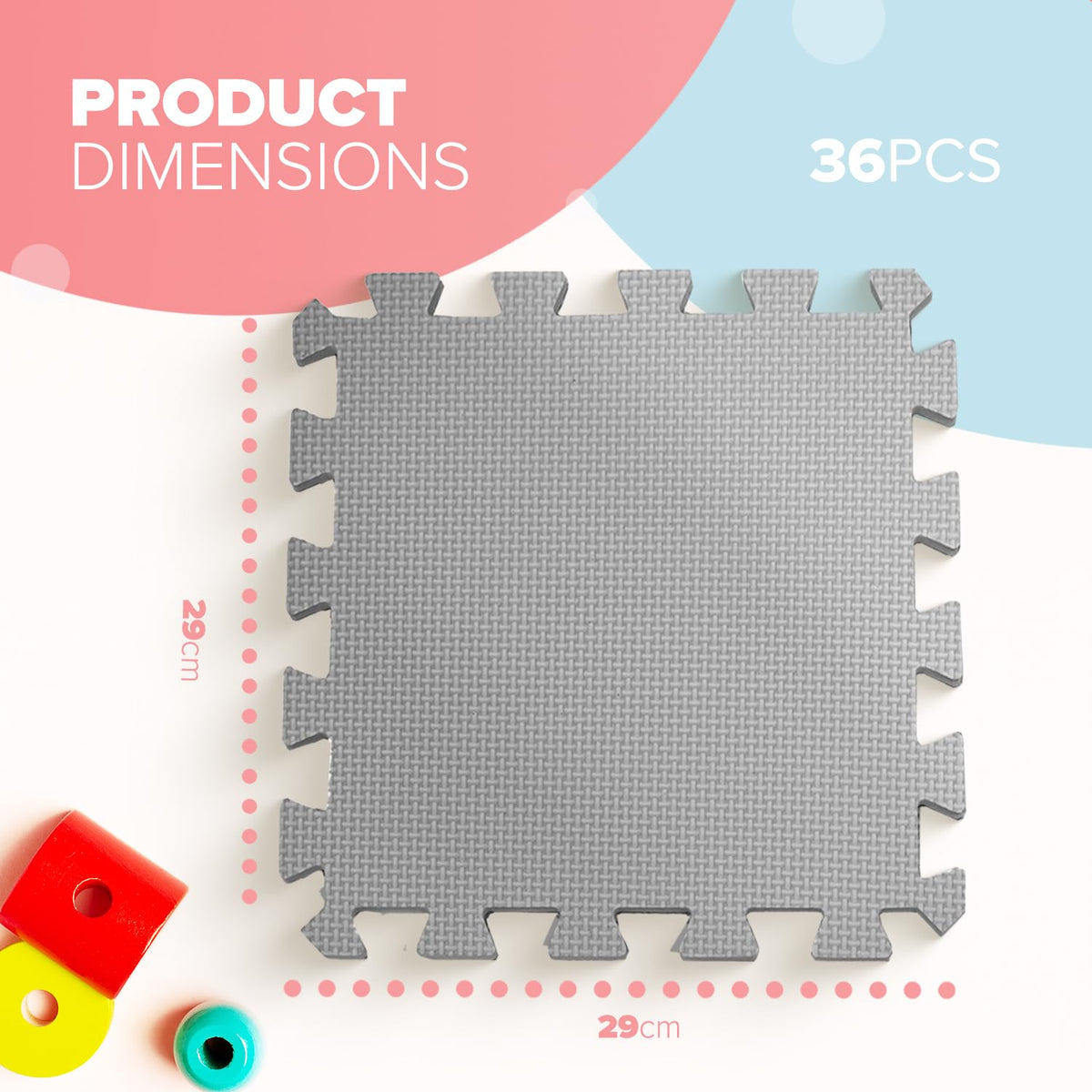 kidoola Foam Baby Play Mat (29x29cm) – Thick & Soft EVA Foam Interlocking Floor Tile Matting for Children – Large Multi Colour, Safe & Comfortable 7mm Thick Play Flooring (27pc)