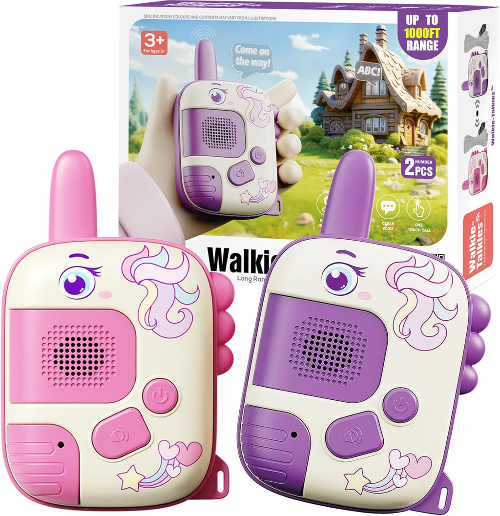 Walkie Talkies Toys for Girls:Unicorn Toys 2 Pack Birthday Gifts for 3 4 5-7 8 Year Old Girls Toy for 4 5 6 7 8-10 Year Old Camping Outdoor Game,Christmas Stocking Stuffers for Girls Kids