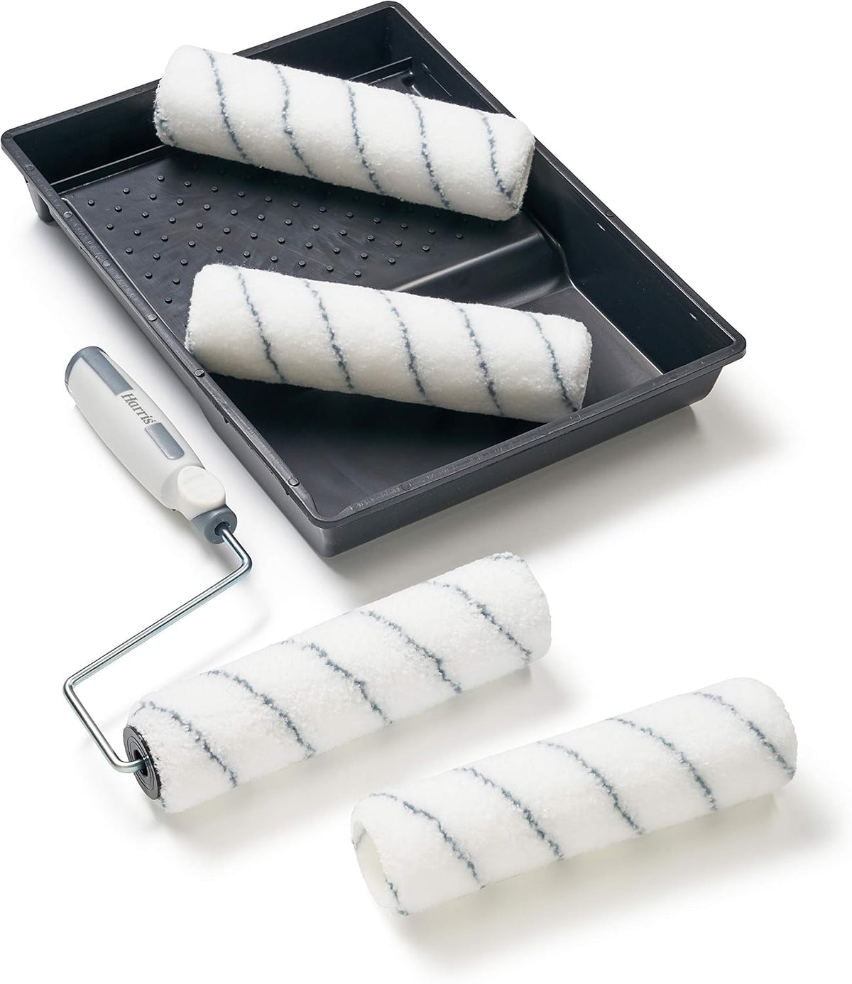 Harris Seriously Good Walls & Ceilings Paint Roller Set 9in, 1 x 9" Frame, 4 x 9" Medium Pile Roller Sleeves & Tray 9"
