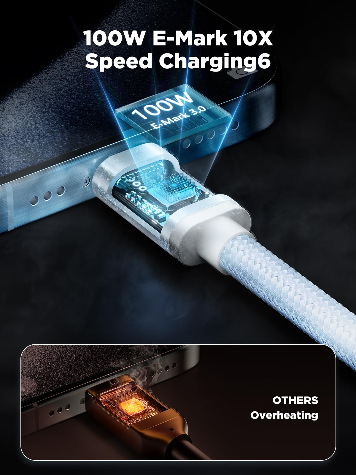 100W USB C to USB C, Fast Charging Cable 3M Long Type C Cable C to C Charger Fast Charg Lead Usbc to Usbc for iPhone 16 15 Pro Max Plus MacBook iPad Pro/Air Samsung Galaxy S23/S22/S21 Google Pixel