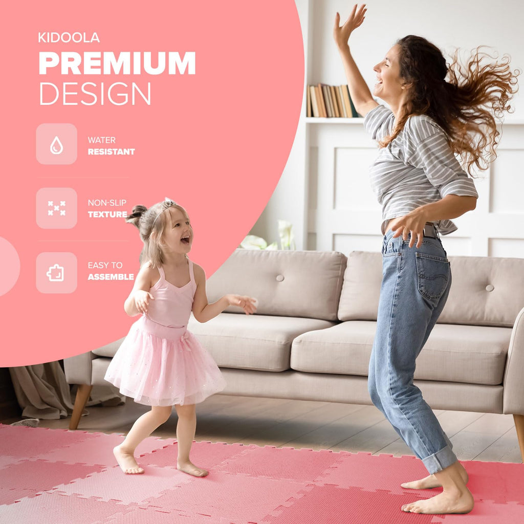 kidoola Foam Baby Play Mat (29x29cm) – Thick & Soft EVA Foam Interlocking Floor Tile Matting for Children – Large Multi Colour, Safe & Comfortable 7mm Thick Play Flooring (27pc)