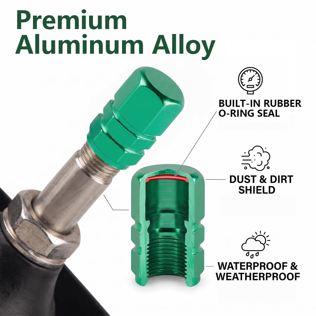 Aluminum Tire Valve Caps,8 Pcs Dustproof Stem Covers