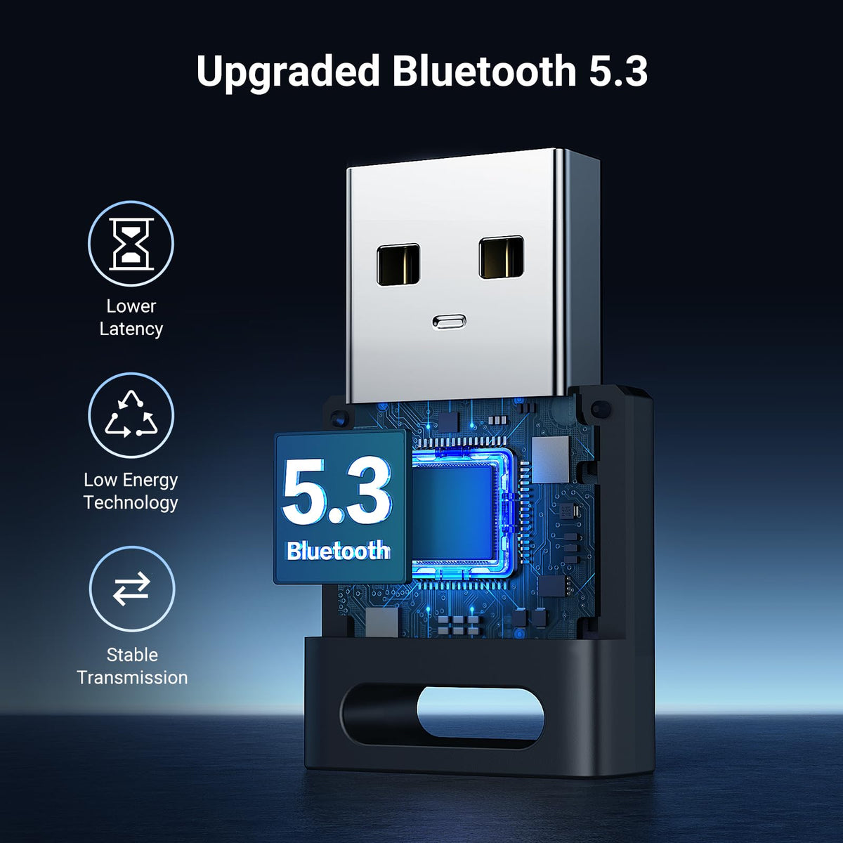 UGREEN Bluetooth 5.3 USB Adapter 328ft/100M Range for PC, Rotatable Antenna
