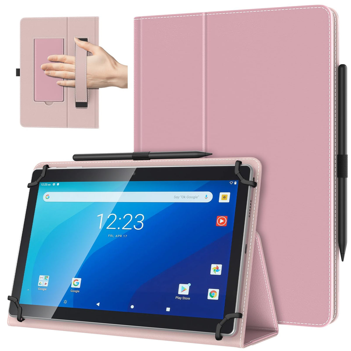 TiMOVO Universal Case for 10.1 Inch Android Tablet, Flowers on Purple