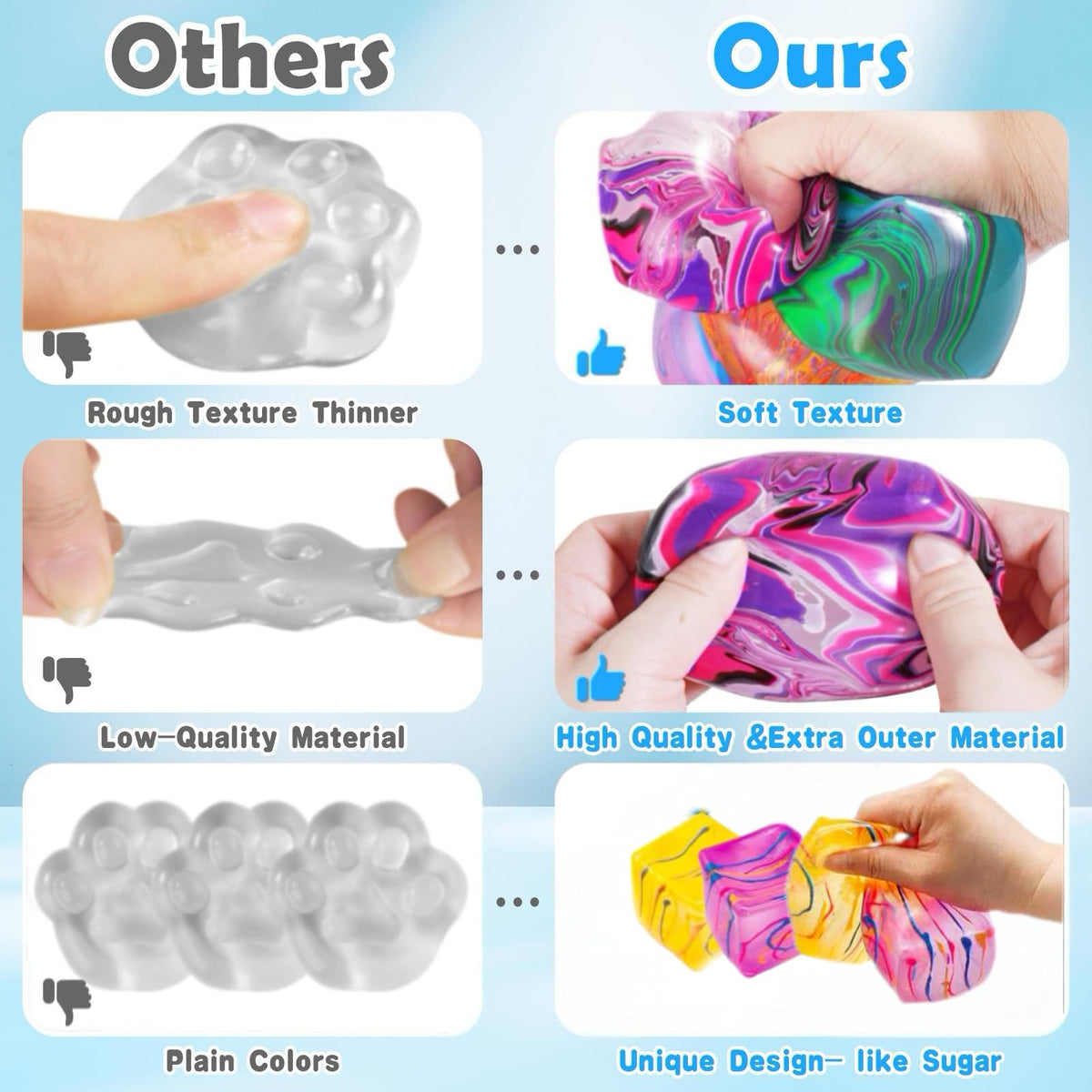Fidget Toys Stress Balls for Kids & Adults - 4Pack Malt Sugar Squishy Fidget Toys, Slow Rise Ball, Stretchy Squeeze Stress Relief Balls for Anxiety/Therapy/Classroom, Slow-Rise Sensory Toys