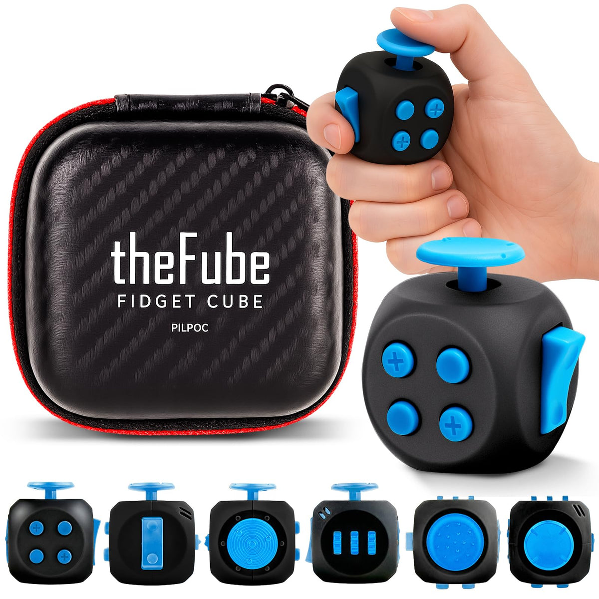 PILPOC theFube Fidget Cube Handy Anxiety Toys for Kids and Adults (Black)