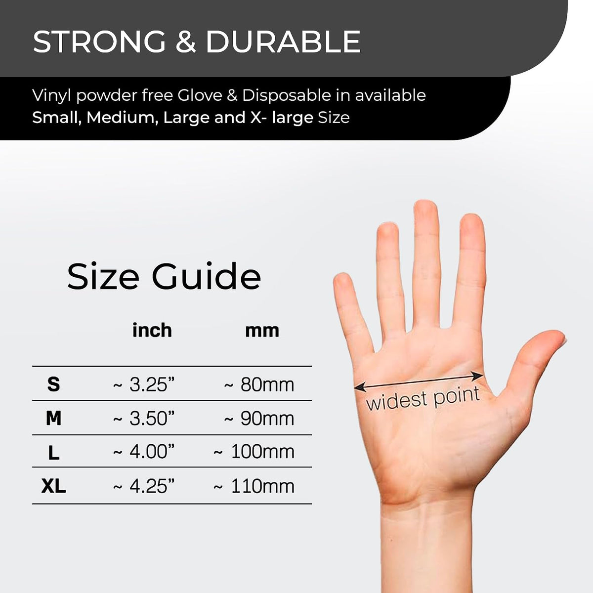 Black Vinyl Gloves, 100 Count, Powder Free & Latex Free, Multi-Purpose Black Disposable Gloves for Food Handling, Cooking, Cleaning & Medical Use (L, 100)
