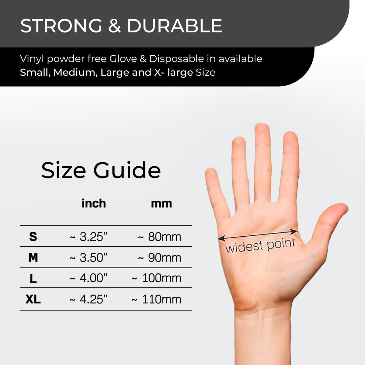 Black Vinyl Gloves, 100 Count, Powder Free & Latex Free, Multi-Purpose Black Disposable Gloves for Food Handling, Cooking, Cleaning & Medical Use (L, 100)