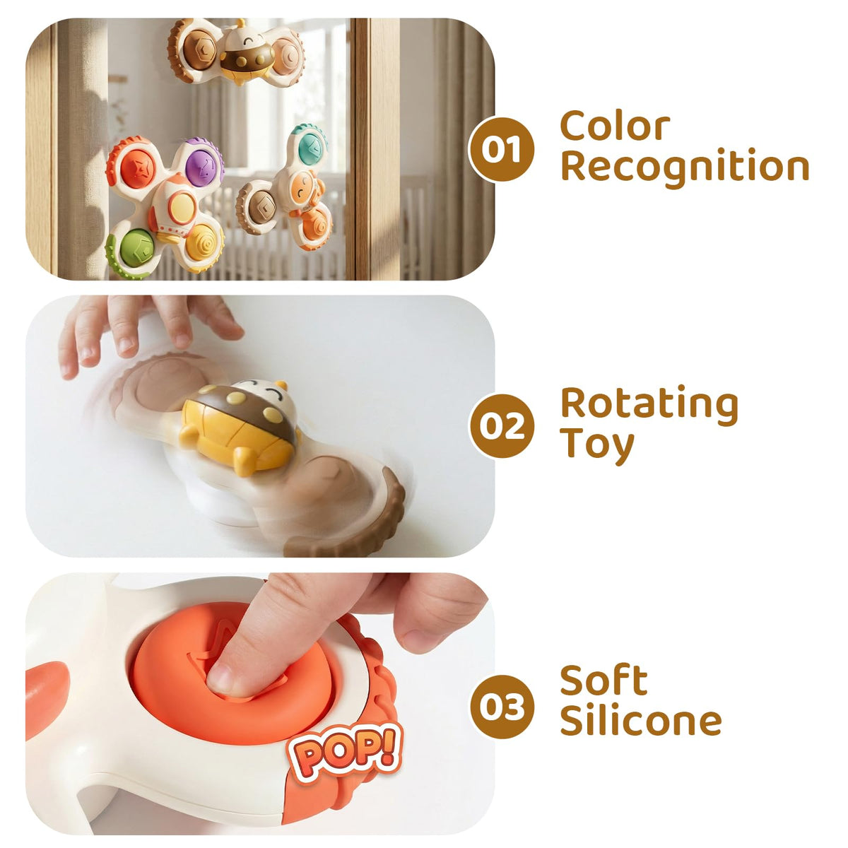 ALASOU Pop Suction Cup Spinner Airplane Travel Toys for 1 Year Old Boy Girl