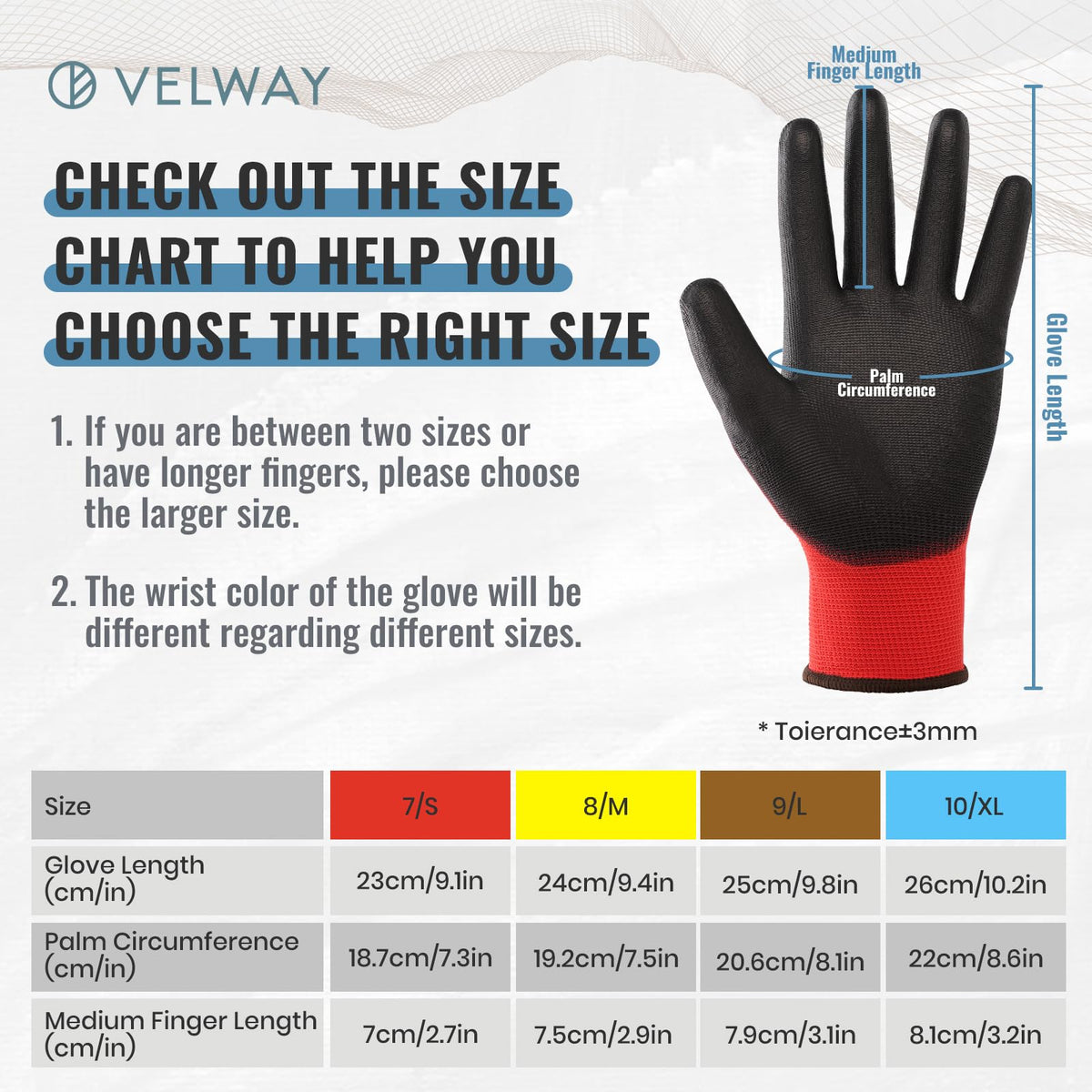 Velway 12 Pairs Work Gloves PU Coated for Men Women, Red, Size 9/L