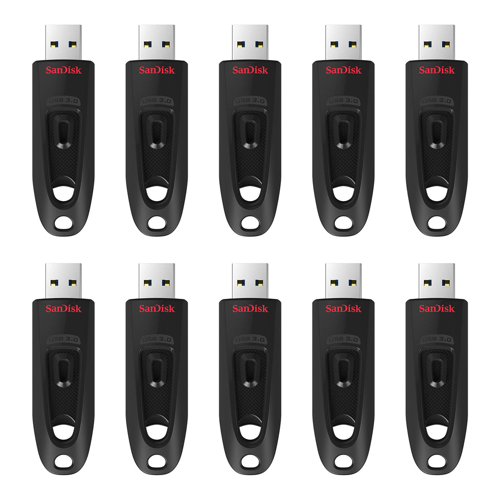 SanDisk 32GB Ultra USB 3.0 Flash Drive, USB stick, memory stick with transfer speeds up to 130MB/s, Password protection, RescuePRO Deluxe software for data recovery, Triple Pack, Black