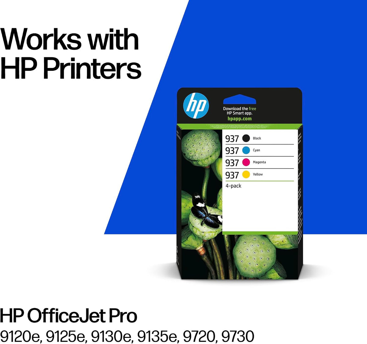 HP 937 Black/Cyan/Magenta/Yellow Original Ink Cartridges 4-Pack