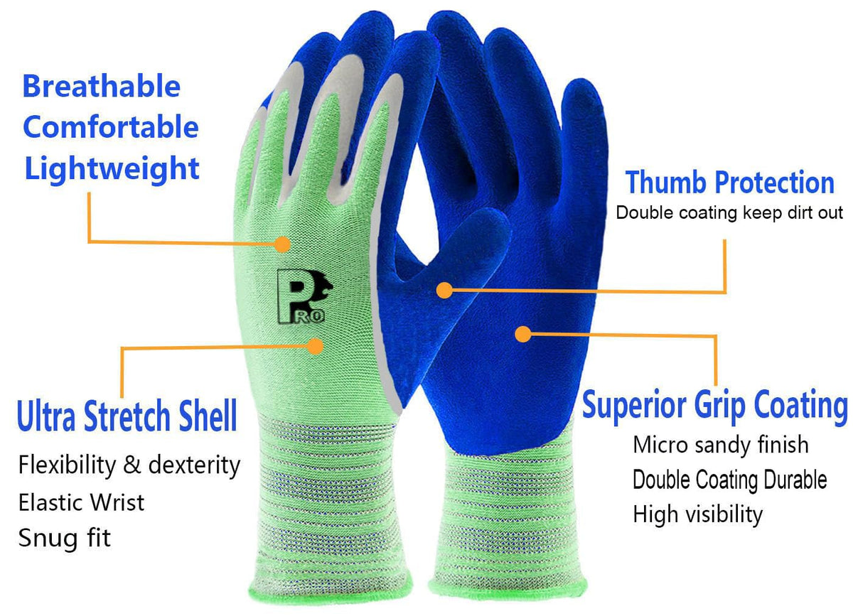 3 Pairs Gardening Gloves Ultra-Grip Work Gloves Non-Slip Latex Coated Colourful Verstile for House Car Cleaning Fishing Outdoor