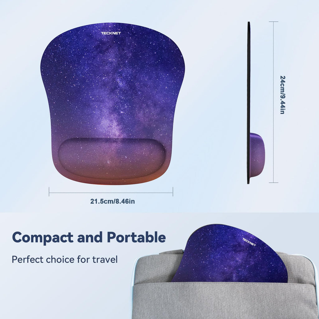 TECKNET 3 Packs Mouse Mat Wrist Support, Mouse Pad with Memory Foam Rest