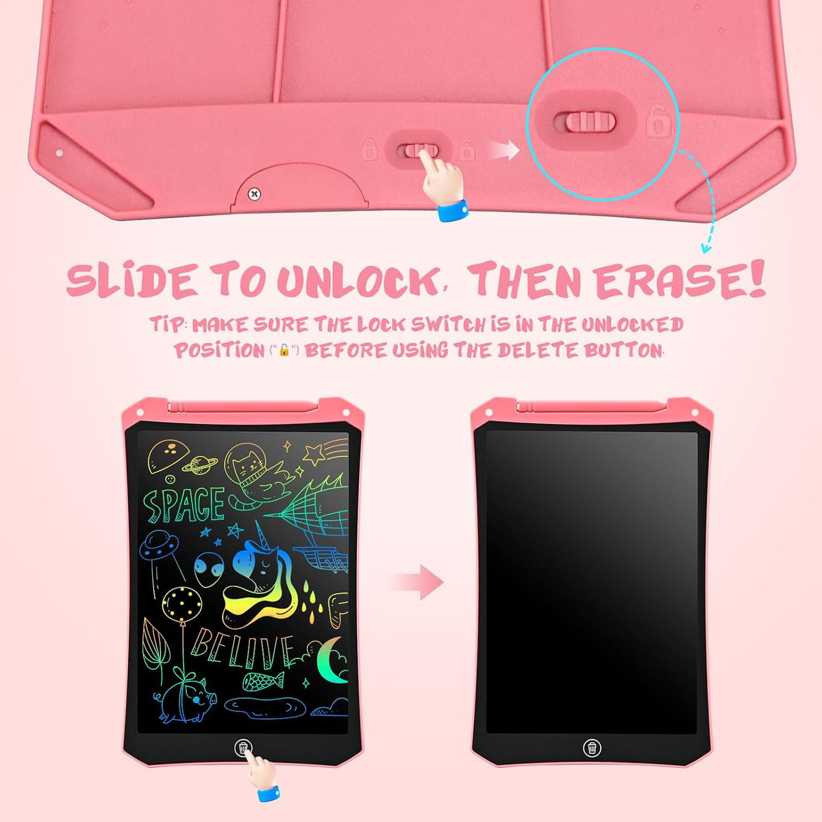 EooCoo Kids LCD Writing Tablet, Stocking Stuffers for Toddler, Travel Toys