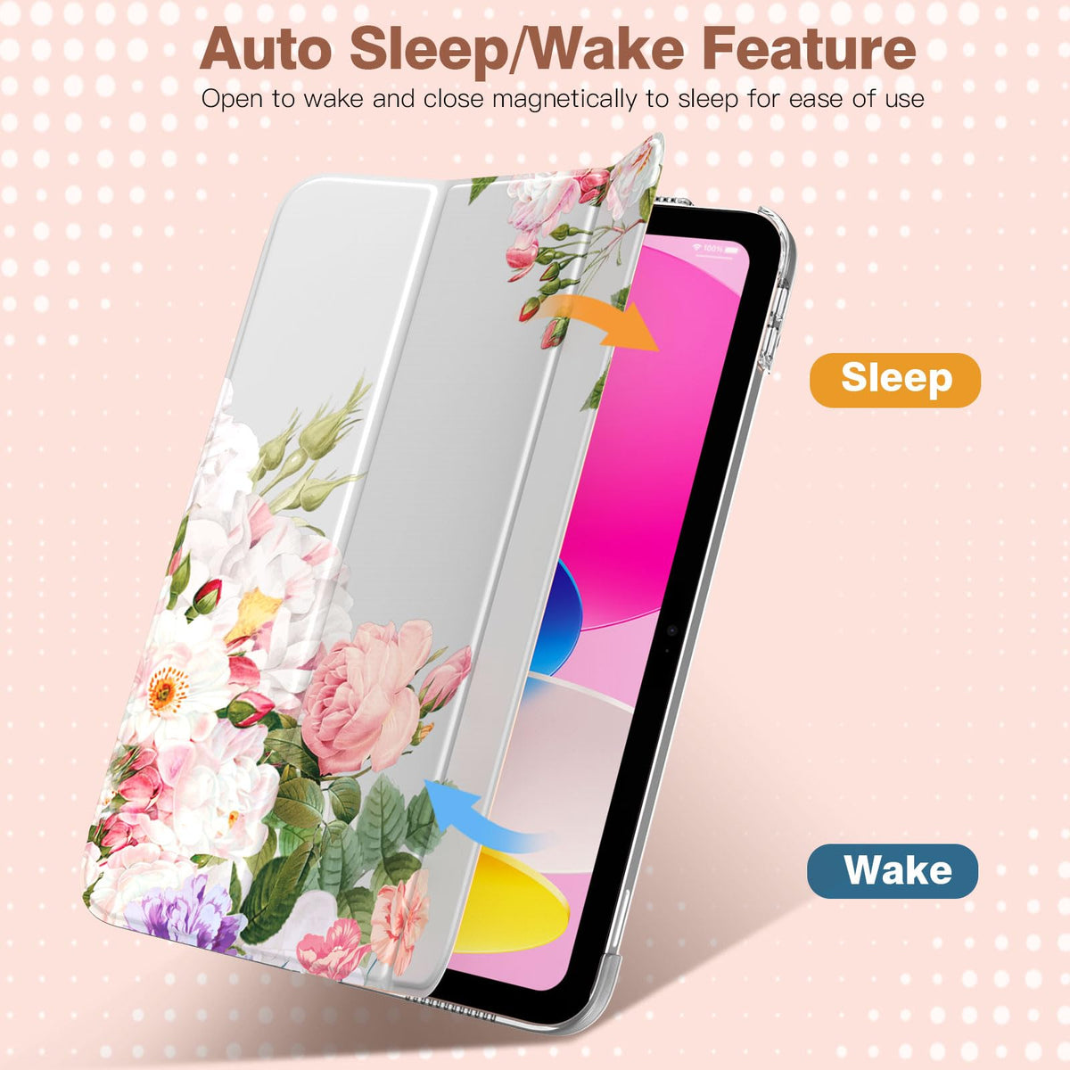 TiMOVO Case for iPad A16 11th Gen 11"/10th Gen 10.9", Colorful Flower