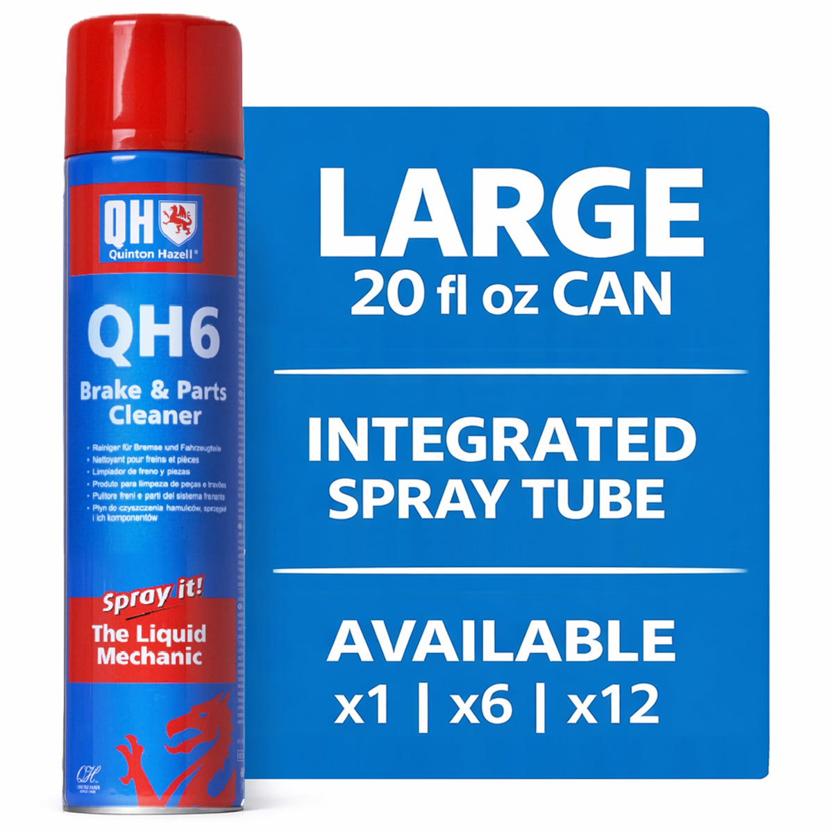 Quinton Hazell Brake Cleaner Spray 600 ml (Pack of 6) - QH6 Brake, Clutch & Parts Cleaner, Fast Drying Formula Removes Grease, Oil & Dirt, Stops Brake Squeal & Clutch Slip