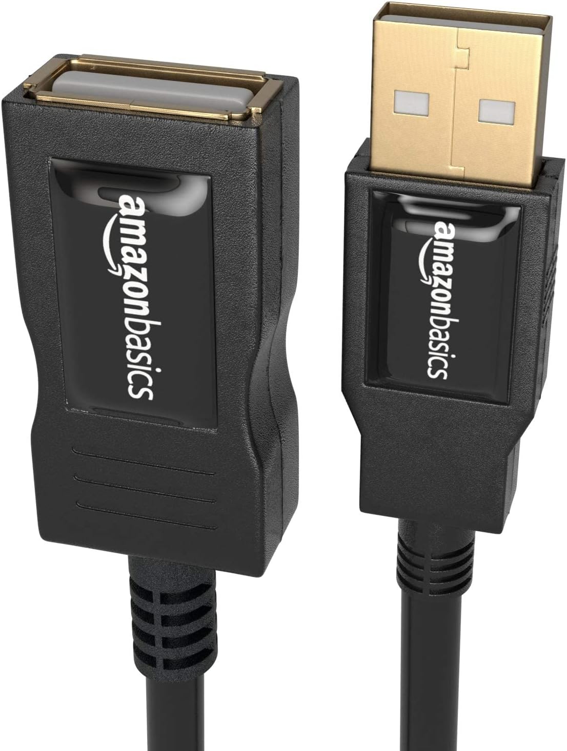 Amazon Basics USB Extension Cable 2.0 A-Male to A-Female, 1 m, Black