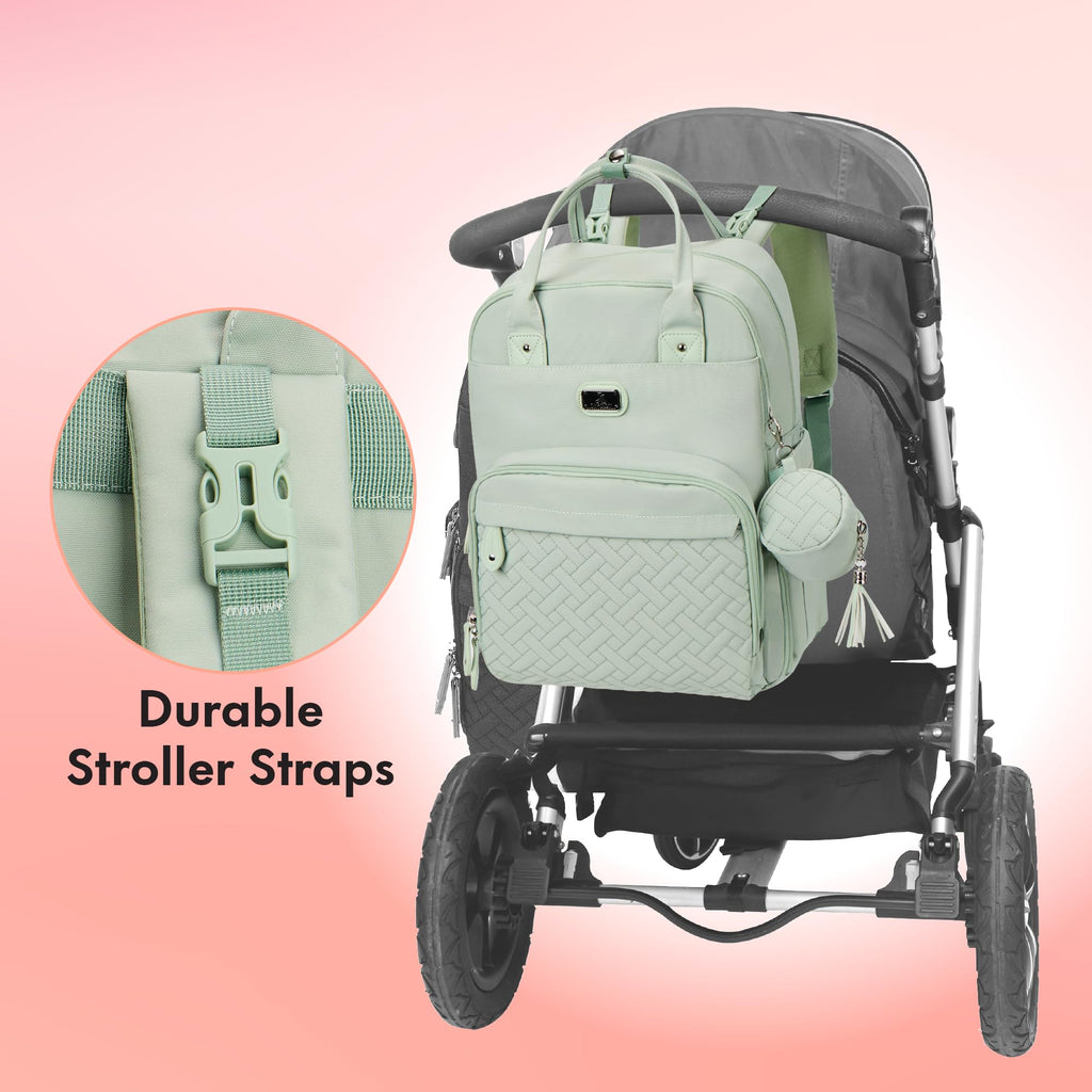 Dikaslon Baby Changing Bag Backpack, Large Nappy Back Pack Multifunction Baby Bags with Portable Changing Mat, Pacifier Holder, and Stroller Straps, for Mom and Dad