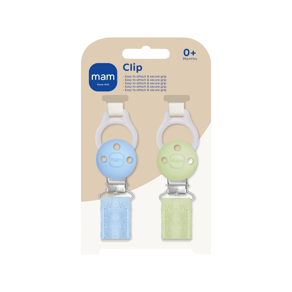 MAM Dummy Clip, 2 Pack, Plain Pink (Dummies Not Included)