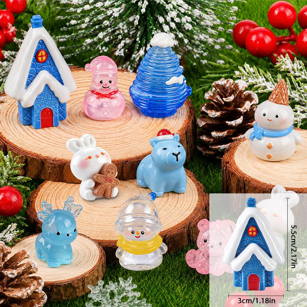 DIYDEC 24pcs Luminous Christmas Mini Resin Tree Figures Toys