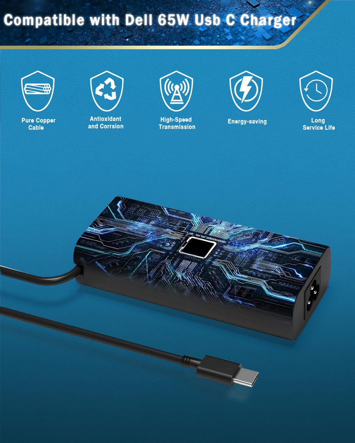 65W USB C Laptop Charger Compatible with HP Lenovo Dell Asus Samsung Acer Google Chromebook Charger Fast Charging Type C Power Adapter