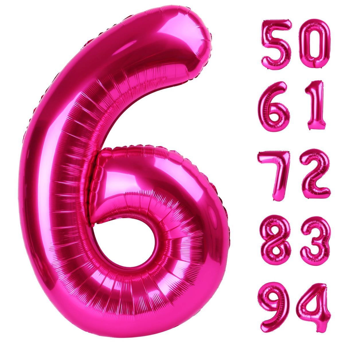 Laser Silver 6 Balloon - Number Balloon 40 Inch, 6th Hot Pink Decorations