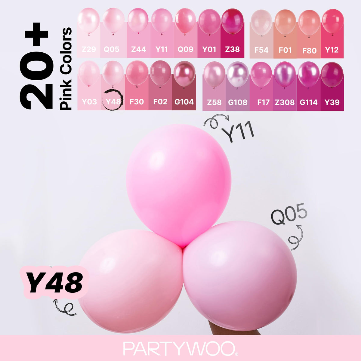 PartyWoo Baby Pink Balloons 152pcs Pastel Pale Light Pink Different Sizes