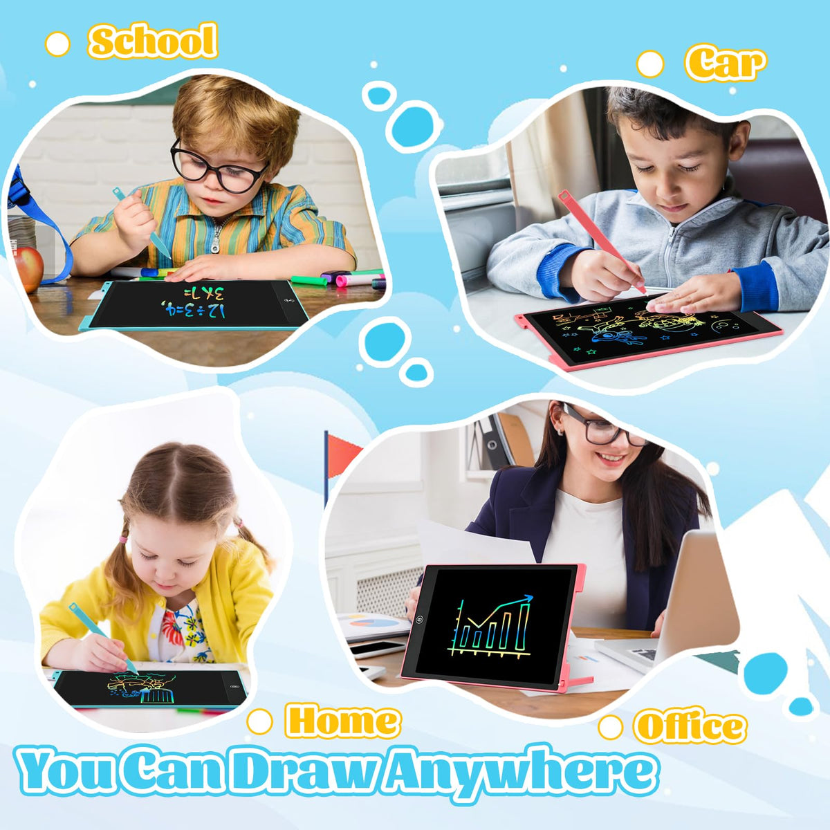 EooCoo Kids LCD Writing Tablet, Stocking Stuffers for Toddler, Travel Toys
