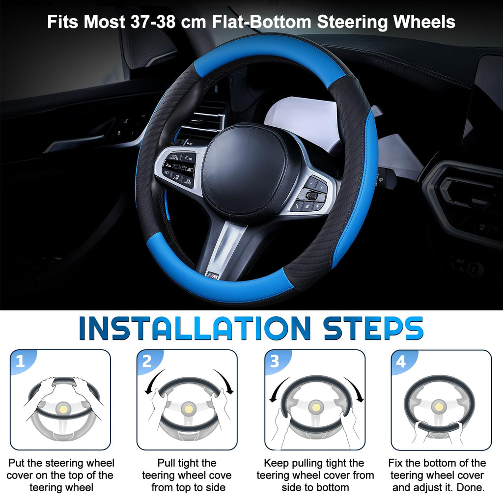 Universal Car Steering Wheel Cover Leather 37-38 cm Soft Microfiber - Gray