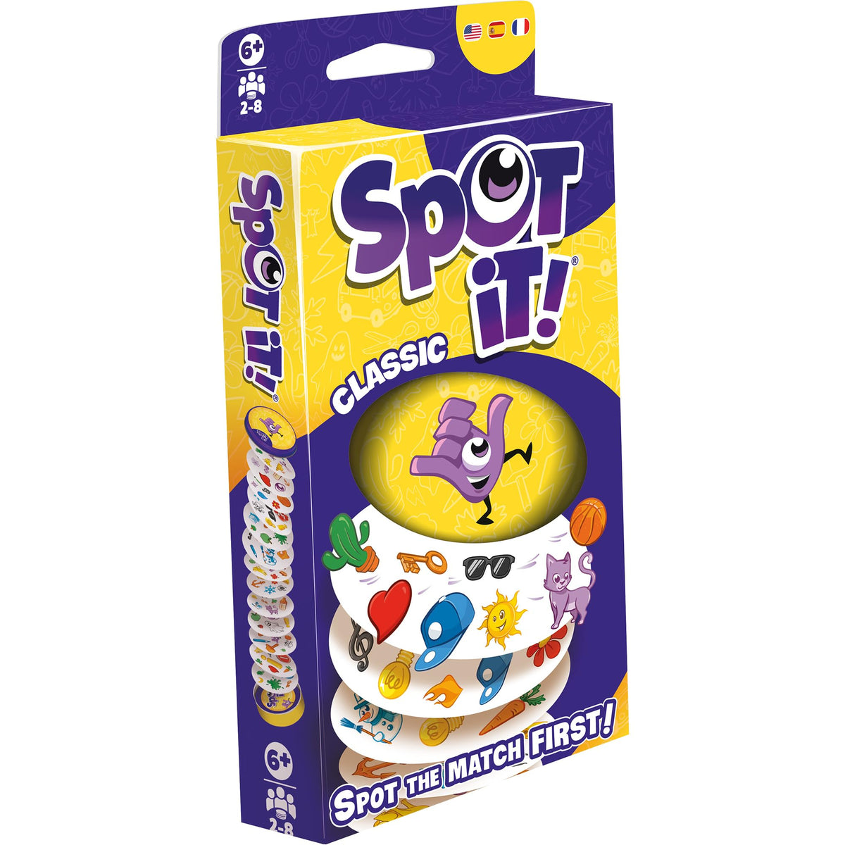 Asmodee Spot It! Classic Card Game (2024 Refresh) - Eco-Blister Edition, 5-in-1 Visual Perception Game for Quick Reflexes and Family Fun, Ages 6+, 2-8 Players, 10 Minute Playtime
