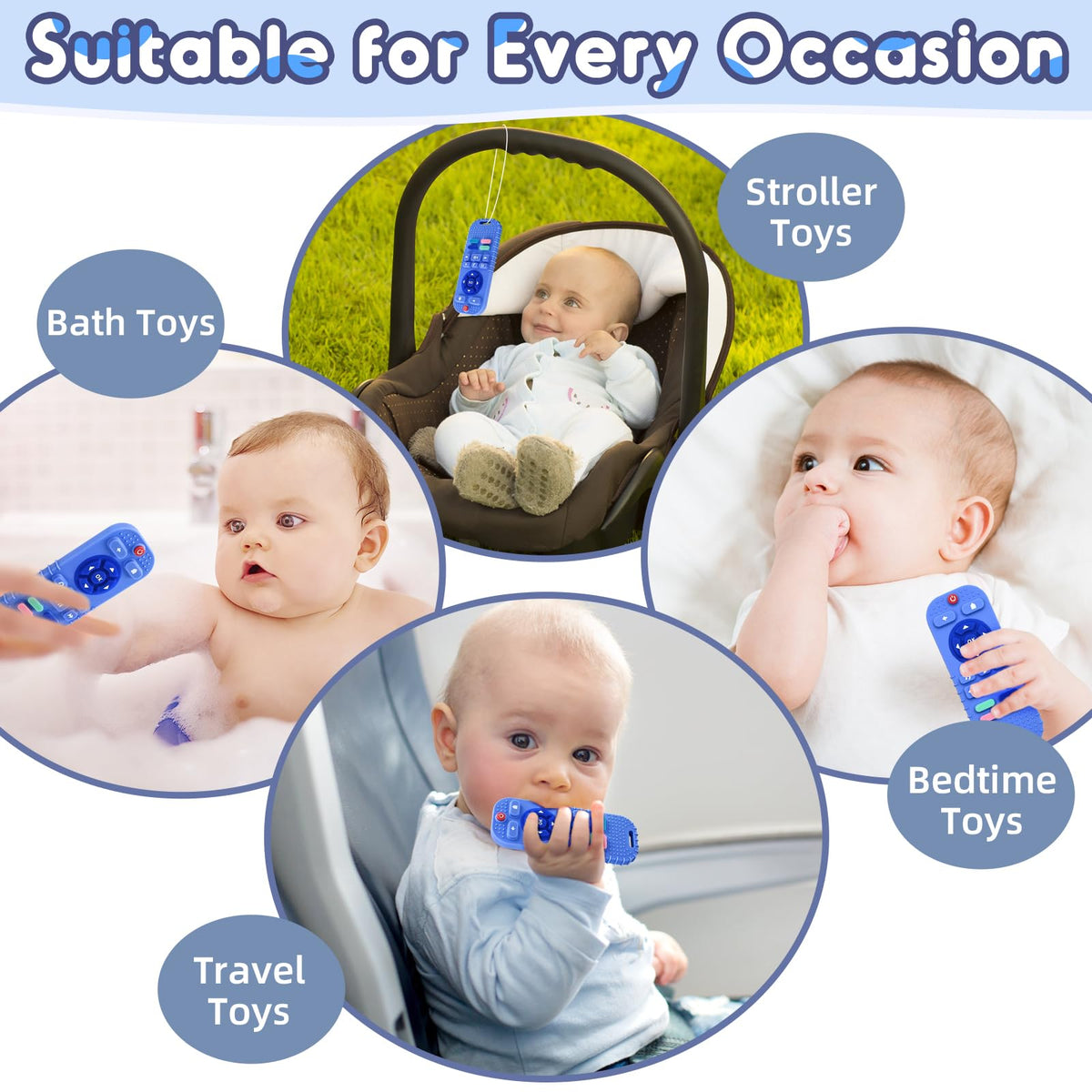 Teething Relief Teethers Toys for Babies 3-6 12 Months Gifts, Silicone Remote Control Baby Teether Bath Toys for 3 6 9 Months Newborn Infant Boy Girl Autism, Food Grade Silicone Sensory Toys, Black