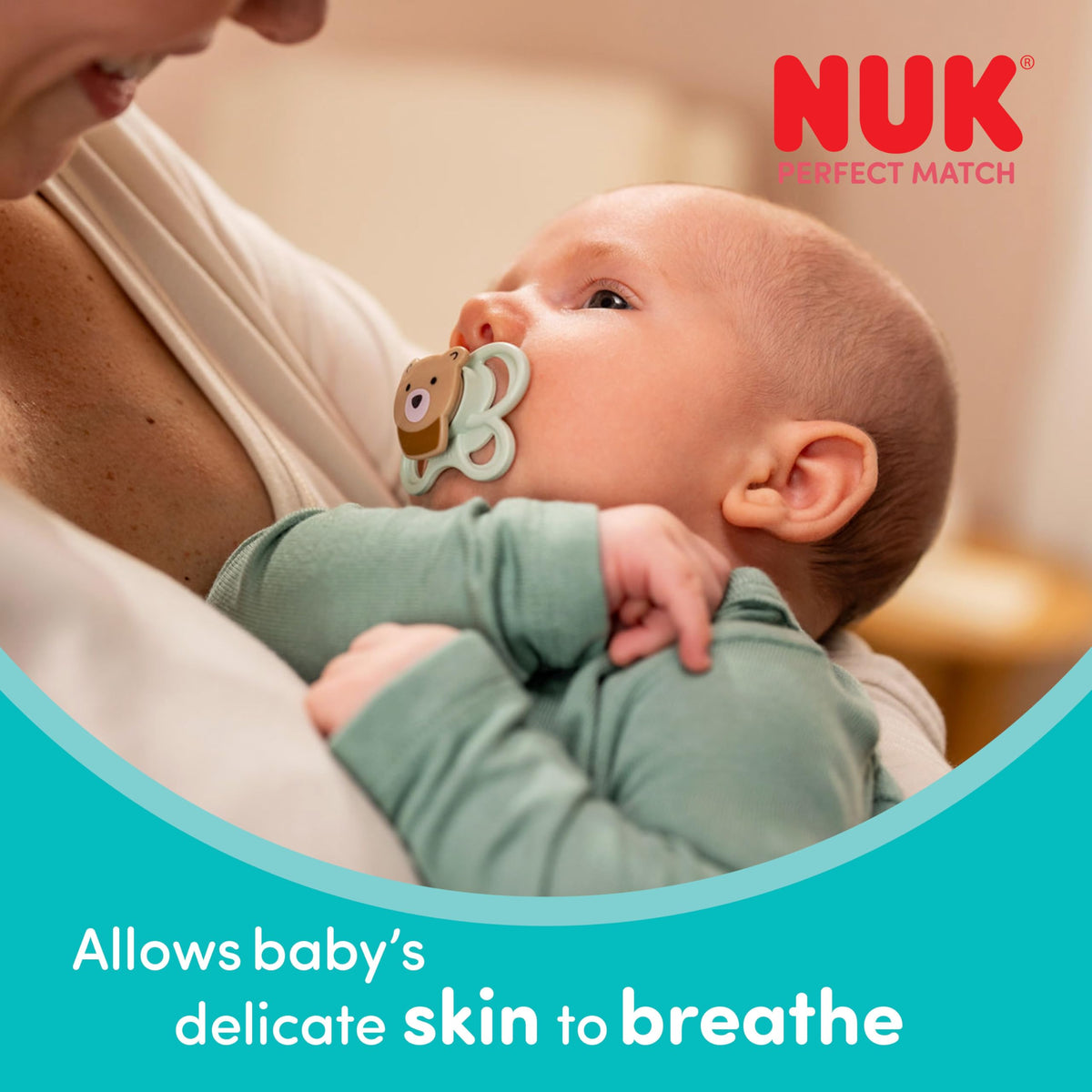 NUK Space Day & Night Baby Dummy | 6-18 Months | Glow-in-the-Dark Soothers with Extra Ventilation for Sensitive Skin | BPA-Free Silicone | Zebra & Lion | 4 Count
