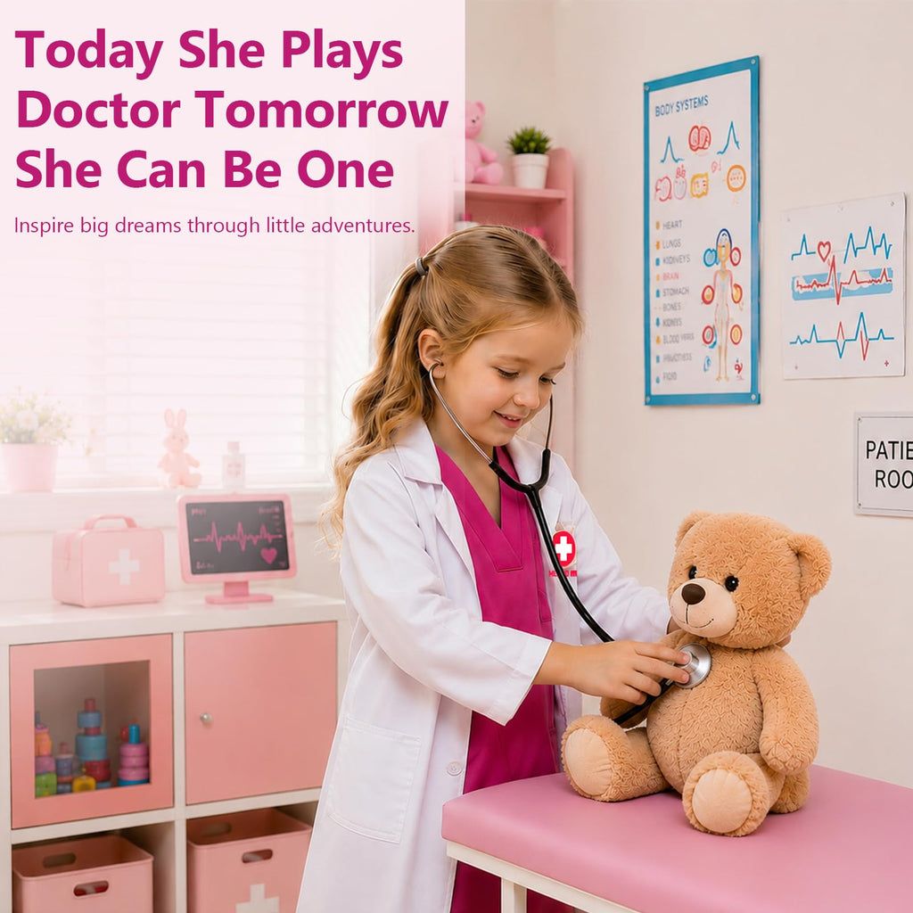 Meland Doctor Costume for Kids 3-10, Pretend Play Career Dress Up with Bag